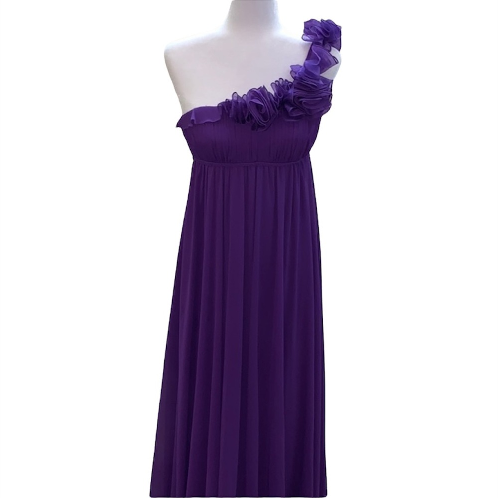Aqua formal empire waist one shoulder long dress